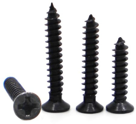 Vis à bois autotaraudeuses à tête cylindrique ronde en acier noir, M1 M1.2 M1.4 M1.7 M2 M2.6 M3 M3.5 M4, Mini Micro Phillips plat fraisé(Flat Head,16MM_M2.3 50PCS)