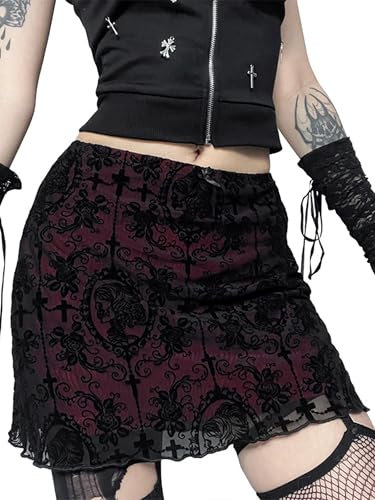 Minirock Damen Sexy Schlauchrock Rave Outfits for Women Gothic Kleidung Damen Rock Sommer Hochsommer Halloween