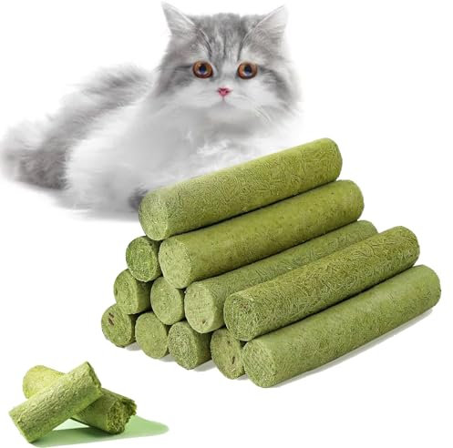 Comioke Katzengras Snack, Cat Grass Teething Sticks Für Indoor Cats, Zahnreiniger, Katzen-Kauspielzeug, Katzenminze-Spielzeug, Beißspielzeug Zur Haarballenentfernung
