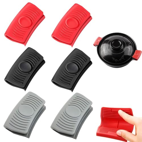 6 Pezzi Presine In Silicone Per Manici Pentole, Impugnatura Silicone, Presine Silicone Antiscivolo Al Calore, Per Padelle Calde, Piastre,Teglie Da Forno Presine In Silicone Da Cucina