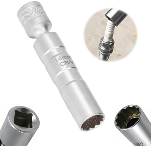 Jormftte 1 Stück Zündkerzenschlüssel 14mm,Magnetisch Zündkerzen Schlüssel Steckdose Demontagewerkzeug für Auto und Motorrad,Zündkerzen Entferner,Zündkerzenstecker für die Autoreparatur