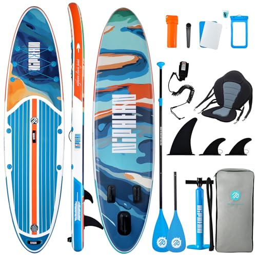 Niphean SUP Gonfiabile Adulti con Tutti gli Accessori, 320cm Stand up Paddle Gonfiabile per Tutti i Livelli, Paddle Board con Capacità di 200kg per 2 Persone, Tavola da SUP Gonfiabile con Sedia