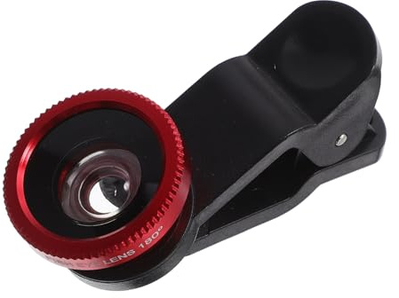 OHPHCALL Lentes de Cámara para Teléfono Móvil, Kit 2 Juegos con Lente Macro y Gran Angular, Clip, Accesorios Fotografía Celular, Color Rojo y Negro, Tamaño Compacto, Uso para Smartphone
