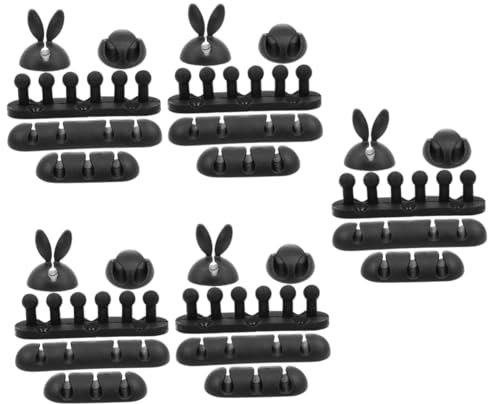 DOITOOL 5 Ensembles Remontoir Câbles Accessoire De Câble Clip De Fixation De Câble Clip Métallique Résistant À L'usure Organisateur De Fil Pire-câble Caoutchouc Black 5 Pièces * 5