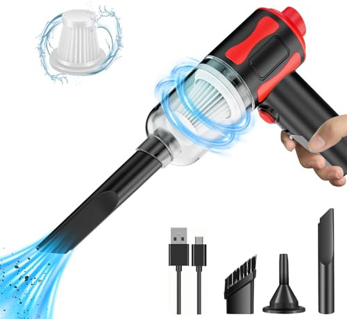 Sverluus 2 in 1 Car Vacuum Cleaner, 8000Pa Handheld Vacuum Cleaner Cordless Powerful with Suction, Blowing and Vacuuming Functions, Small Portable Cleaner for Car, Home Office