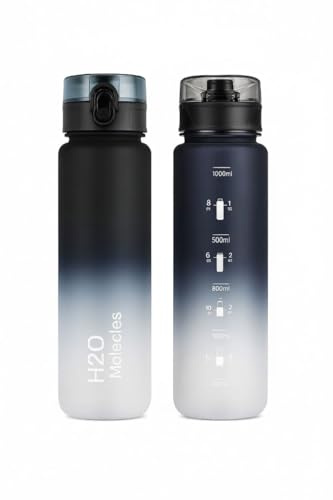 INVERSE SPORTS 2L Sports Water Bottle with Time Markings| Gym Water Bottles for Men-Women Leakproof BPA-FREE |Motivational Water Bottle with Time Marker (1 LITRE BLACK)