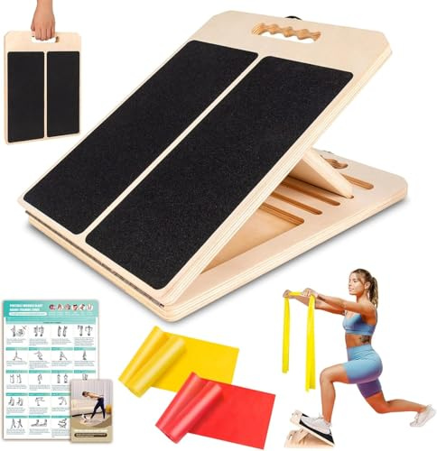 Slant Board, Portable Wooden Stretch Mobility Board for Calf Stretcher