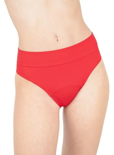MYLILY Slip Bagno Mestruale Donna, Ragazze & Adolescenti Basic | per Piscina, Mare & Vacanze Estive | Protezione 4 Assorbenti | Antiperdita, Neutro Odori, Oeko-Tex | Rosso, XL