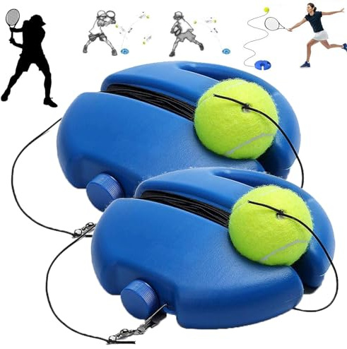 2 Pcs Tennis Ball Training Baseboard | Tennis Trainer Rebound Ball with String for Solo Practice | Portable Self-Training Tenni-s Equipment with Fillable Weighted Base for Beginners, Kids and Adults