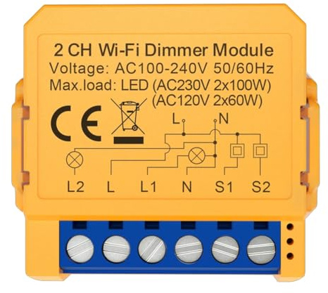 Remingtape Tuya WiFi dimmerströmbrytarmodul 2CH kontroll LED-lampor dimbar strömbrytare steglös dimmer röststyrning