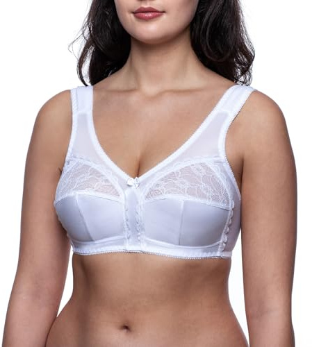 frugue Reggiseno Senza Ferretto Taglie Forti Contenitivo Pizzo Donna Bianco IT 6C