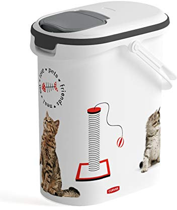 Curver Food Container 4 kg I 10 L, White/Grey/Love Pets Cats, 1 Piece (Pack of 1), 241098