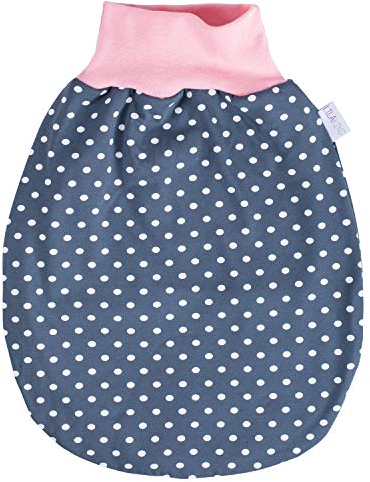 Lilakind Mädchen Sommer Schlafsack Strampelsack Pucksack Jersey Punkte Grau Rosa Gr. S - Made in Germany