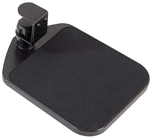 VIVO Clamp-on Mouse Pad Holder Platform, Adjustable Under Desk 360° Rotating Tray Rest Extension Attachment, up to 2 inch Desktops, Black, MOUNT-MS01A