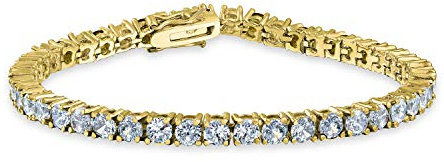 Bling Jewelry Bracciale Da Tennis Solitario Con Zirconi Cubici Rotondi Da 12 CTW Con Incastonatura A Griffe Per Donne Promesse Sposa Placcato In Oro 14K Da 7,5 Pollici