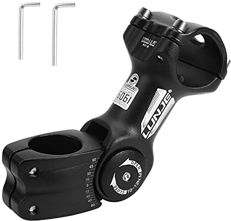 JUPSK 31.8mm Adjustable Bike Stem, ±60 Degree Bicycle Fork Extender Head Up Adapter 110mm Increase Adjustable Bike Handlebar Stem for Mountain Bike, Road Bike, MTB, BMX with Hex Keys