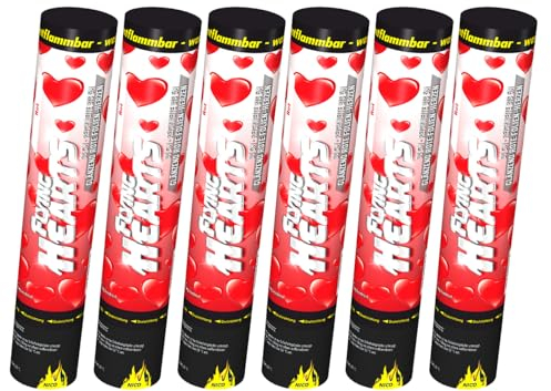 Nico Feuerwerk® [6er Sparpack] Premium-Konfetti-Shooter Set HERZEN ROT metallic I Party-Popper-kanonen 30 cm für Geburtstag Verlobung Hochzeit Party Silvester Feier