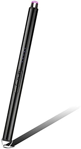Encendedor de Vela eléctrica, Recargable Barbacoa Encendedor, DIRIGIÓ Interruptor de Seguridad de Pantalla de batería Encendedor for Acampar al Aire Libre de Vela Barbacoa Cocinando (Color : Black)