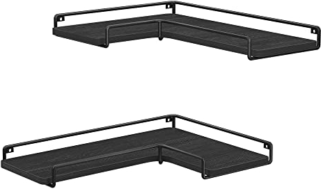VASAGLE L-förmiges Eckregal, 2er Set, Wandregal, Industrie-Design, für Wohnzimmer, Schlafzimmer, Küche, schwarz LLS831B22