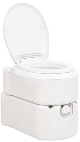 vidaXL Toilette Integrata da Campeggio Bianca 24+17 L HDPE e PP, toilette portatile da campeggio, bagno da campeggio, toilette mobile