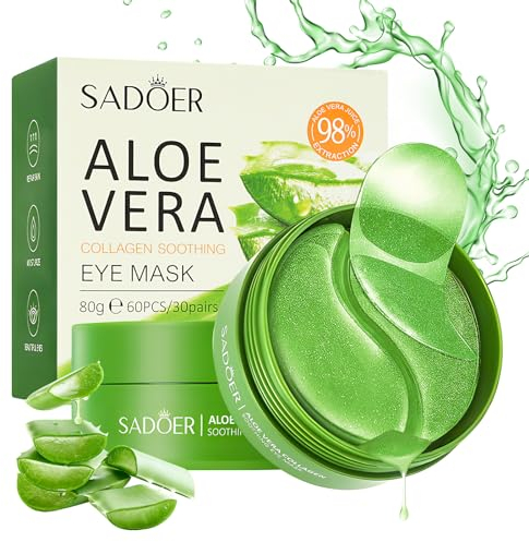 Patch Yeux Collagene et Acide Hyaluronique, Eye Patch les Cernes Poches Rides Cercles foncés Puffiness, Aloe Vera Patchs Masque Pour les Yeux, Nourrit et lisse le contour des Yeux 60 Pcs