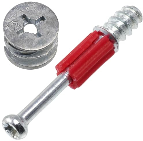 AERZETIX - C74770 - Lot de 20 ferrures d'assemblage à excentrique encastrée + 20 goujon Ø6x44 mm - pour panneau de 16 mm - en acier - menuisier ébéniste meuble bois MDF mélaminé placard