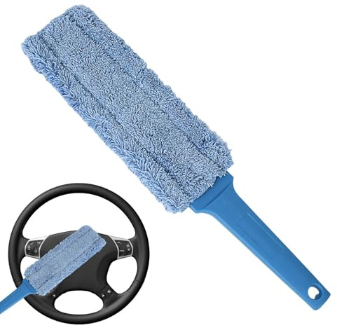 Spolverino lavabile – Spazzola per spolverare in peluche | Bacchetta riutilizzabile per spolverare a mano spazzola portatile con testa rimovibile per casa e ufficio | Spazzola per la rimozione della