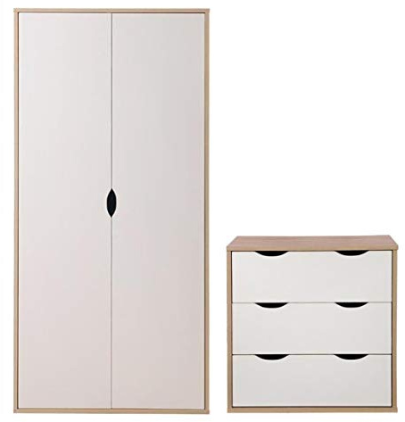 Timber Art Design UK Alton 2-Piece Bedroom Furniture Set: Wardrobe & Chest of 3 Drawers in Sonoma Oak & White - Modern Storage Solutions for Stylish Bedrooms