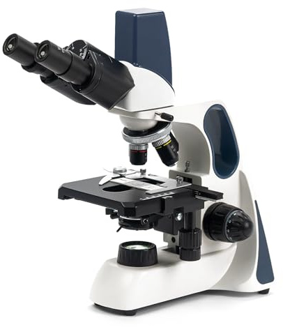 Swift Microscope trinoculaire composé, grossissement 40X-2500X, tête de pot à dispersion, scène mécanique à deux couches, avec caméra 3 mégapixels et logiciel Windows/Mac/Linux et câble USB 3.0