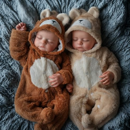 BABESIDE Muñecas Realistas de Bebé Renacido Gemelos Niño 20 Pulgadas Bebés Recién Nacido con Cuerpo de Tela Suave Vida Real Baby Doll