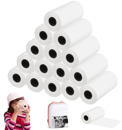 YGKYMVW termopapper, 15 stycken termopappersrullar termiskt papper för barnkam 57 mm x 30 mm, barnkamera påfyllningstryckpapper för barn omedelbara kameror mobil minifotoskrivare