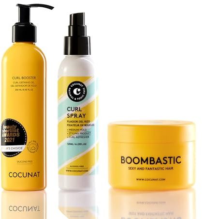 COCUNAT - Booster de Rizos + Boombastic + Curl Spray - Gel de Definición - Mascarilla Nutritiva - Fijador de Rizos - Hidrata, Nutre, Fortalece, Elimina el Frizz y Desenreda - Metodo Curly