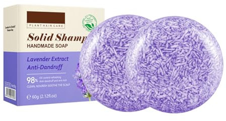 Sapone Shampoo Alla Lavanda Antiforfora & Anti-Prurito - 2 Pezzi - Idratante E Nutriente per Capelli E Cuoio Capelluto - Ingredienti Naturali E Oli Essenziali - Compatto E Ideale per Viaggiare