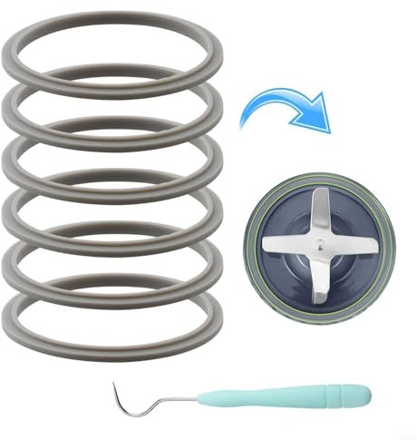 Paquete de seis juntas fácilmente reemplazables diseñadas específicamente para licuadoras de alto rendimiento
