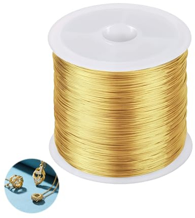328Ft/100m 0.4MM Jewelry Wire 26 Guage 1 Roll Tarnish Resistant Bare(Gold)