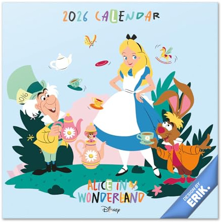 Grupo Erik Calendario 2026 pared Disney Alicia en el País de las Maravillas - Almanaque pared 2026 : Planificador mensual Con espacio para Anotar, Ilustraciones y Fácil de colgar (30x30cm)
