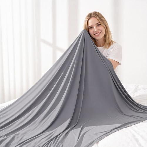 Cooling Blanket for Hot Sleepers, Double-Sided Cold Blanket with Japanese Q-Max >0.5 Arc-Chill Fibers, Lightweight & Breathable Summer Blanket for Couch, Travel, Minimalist Texture Grey,127 x 152 cm