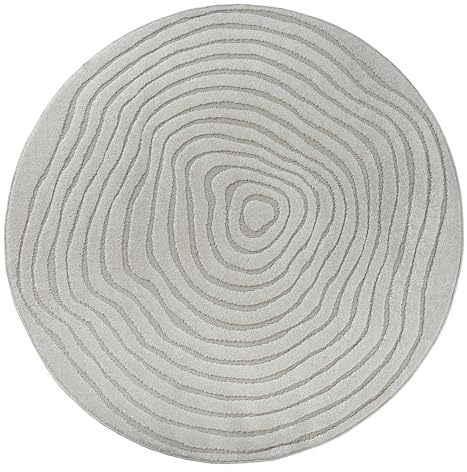 the carpet Everest - Moderner Kurzflor Teppich Hoch-Tief-Struktur, 3D-Effekt, weiche Oberfläche und hohe Flordichte, ideal für Wohnzimmer & Schlafzimmer, Grau, 200 cm Rund