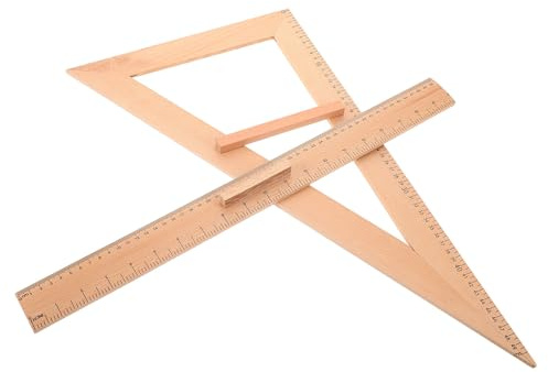 YOSADIER Règle en Bois 50 Cm Double Échelle 2 Pièces Règle de Tailleur pour la Couture et le Dessin pour Enseignants et Étudiants