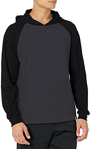 Russell Athletic Men's Essential Cotton Hoodie Shirt, Black Heather/Black, XL