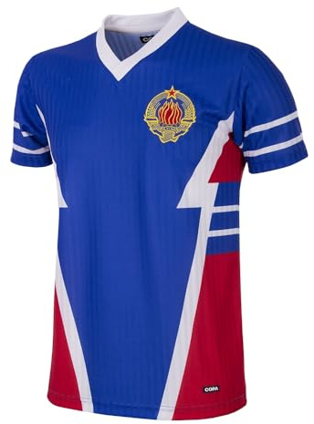COPA Herren Yugoslavia 1990 Retro Fußball V Ausschnitt T-Shirt Blau M UK