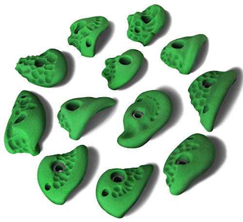 ALPIDEX 12 Klettergriffe L | Henkelgriffe | Strukturierte Oberflächen | Größe L | Mitteltiefe Hinterschneidungen | Klettersteine | Verschiedene Ausformungen Farben - Farbe:Natural Green