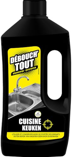 Débouch'tout - Déboucheur spécial cuisine, formule Soude Liquide, élimine la graisse et les restant alimentaires dans les canalisations, 1 L
