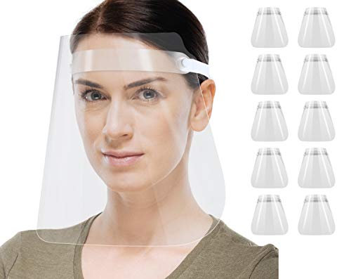 10 Stück XL Gesichtsschutz Gesichtsvisier Schutzschild Face Shield Visier Augenschutz Schutzvisier Anti-Beschlag Klar