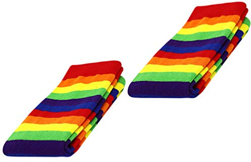 SOIMISS 2 Paia di Calzini al Ginocchio Arcobaleno Calzini al Ginocchio a Righe Colorate Lunghi a Tubo da Clown per Bambini Bambini