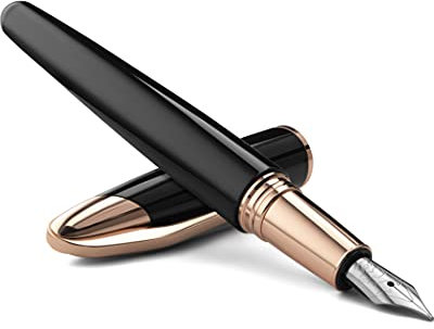 Colibri Equinox Füllfederhalter - Gebürsteter Schwarzes Stahl Und Rose Gold-Akzenten - Edel Füller - Bock Mittlere Größe Feder System - Kommt In Einer Schönen Geschenkbox