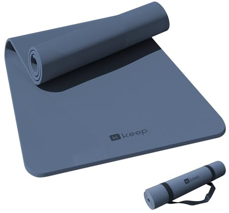 Extra Wide & Thick TPE Yoga Mat, 7mm, Navy Blue