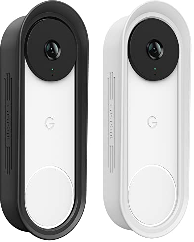 CaseBot Cover for Google Nest Doorbell (Wired, 2nd gen), [2-Pack] Weatherproof Protective Silicone Doorbell Case, Not Fits Google Nest Doorbell (Battery), Black+White