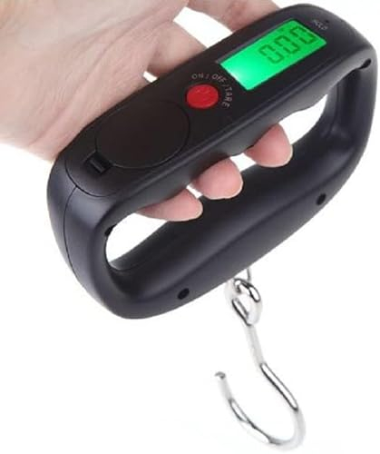 Xrten Digitale Kofferwaage, Gepäckwaage mit Tarafunktion bis 50 KG/110 Pfund, Elektronische Hängewaage mit LCD Anzeige Angelwaage Kofferwaage für Reisekoffer Küche Angeln Reisen (Schwarz)