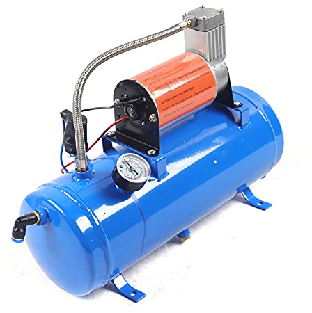 Compresseur d'air comprimé - Kit de klaxon à air comprimé - 6 litres - Avec 150 PSI 12 V 6 L - Compresseur d'air 4 trompettes